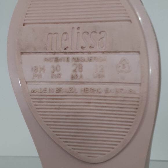 Mini Melissa Girls 12 UltraGel Bow Flats Rose Gold Glitter Ballet Flats Pink - Picture 9 of 11